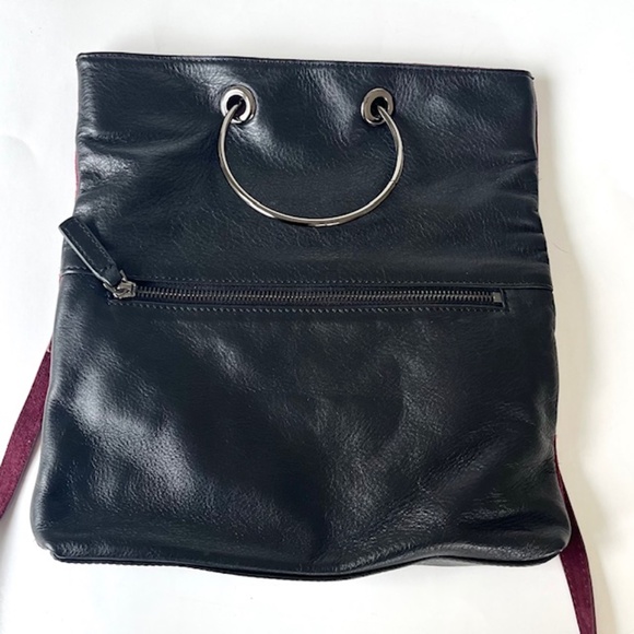 Sondra Roberts Purple Suede and Black Leather Crossbody/ Handbag - Picture 6 of 9